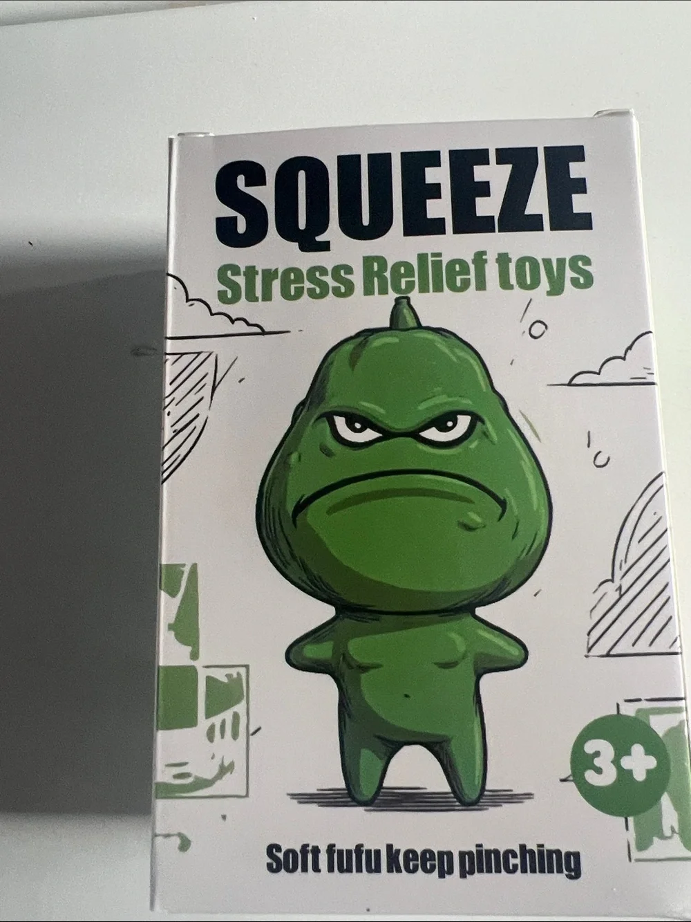 Squeeze Green Angry Face Stress Relief Toy - Squeeze